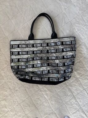 Victoria's Secret Black and Silver Sequin Tote